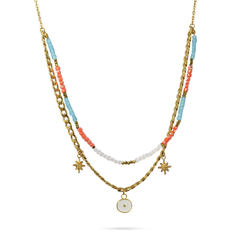 Be Necklace With Multicharm 3 Chains - BCO760B - Diest