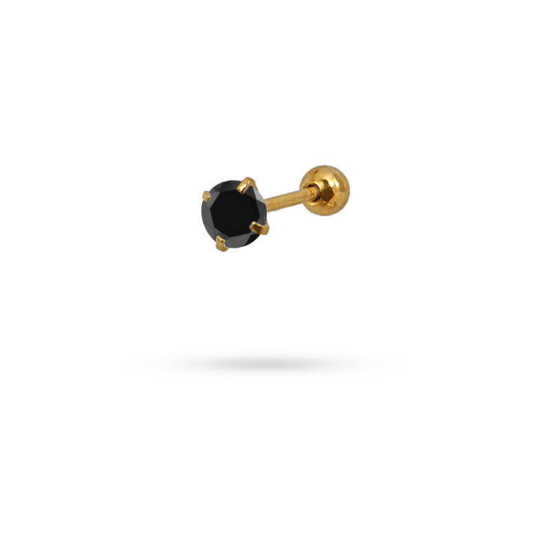 One piece ! Piercing screw closure with CZ stone on one end - color N - 4MM - Diest