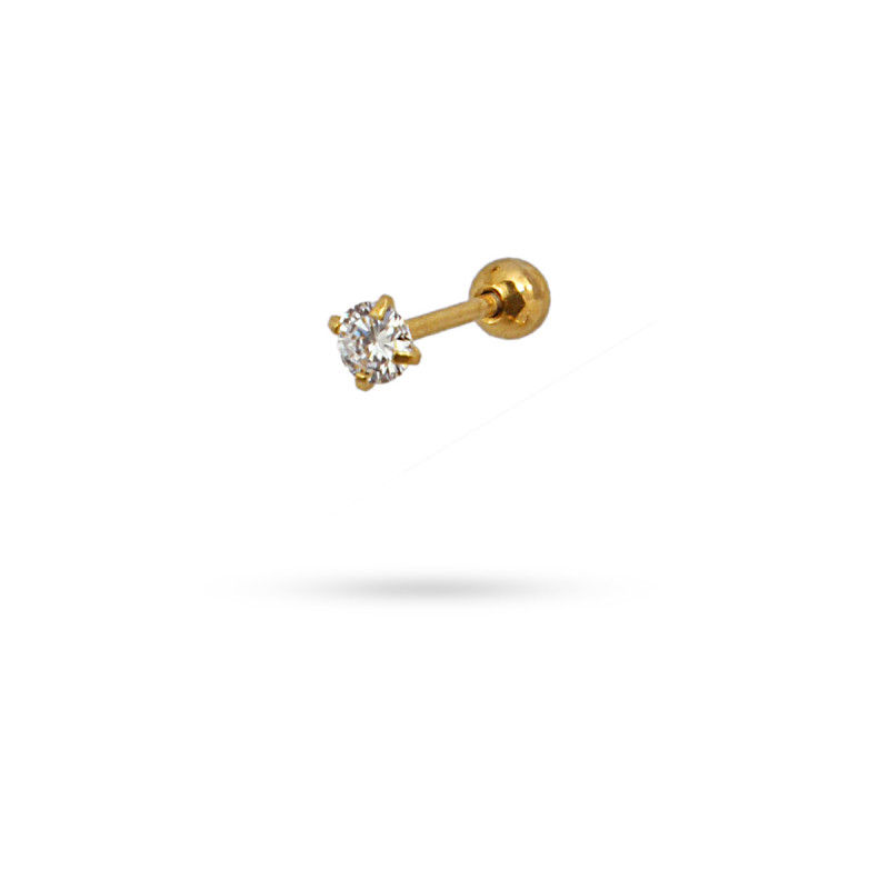 One Piece! Piercing screw closure with CZ stone on one end - color BL - 3MM - Diest