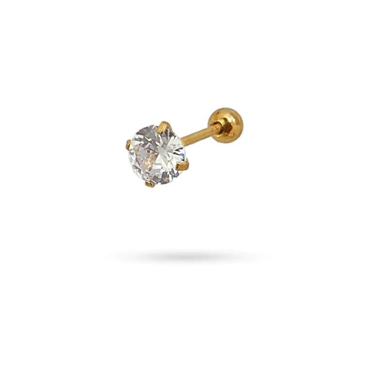 One Piece! Piercing screw closure with CZ stone on one end - color BL -5MM - Diest