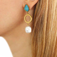 Sunflower earring pearl turquoise - CPE570A1 - Diest