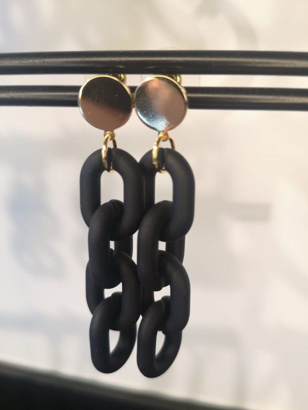 Earring Matte Black Chain - Diest