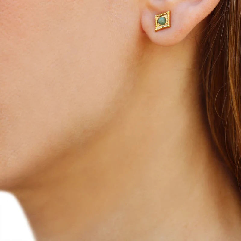 Erie Earrings Natural Stone GREEN - CPE430VER - Diest