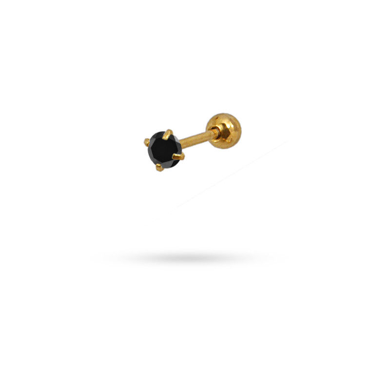 One piece ! Piercing screw closure with CZ stone on one end - color N - 3MM - Diest