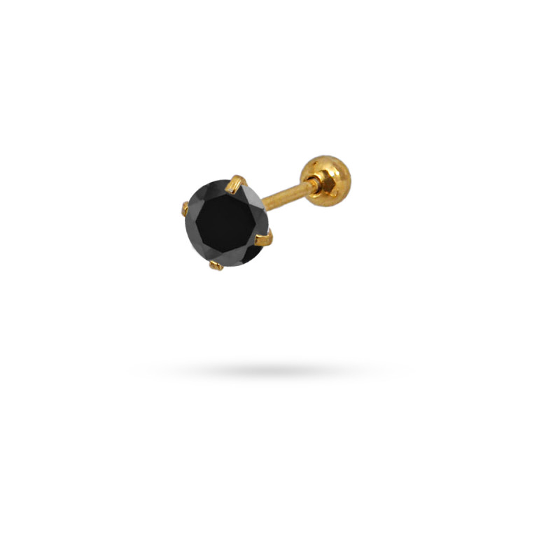 One piece ! Piercing screw closure with CZ stone on one end - color N - 5MM - Diest