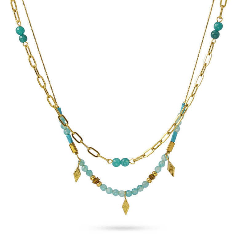 Multi Stone Color Necklace -BCO646AT - Diest