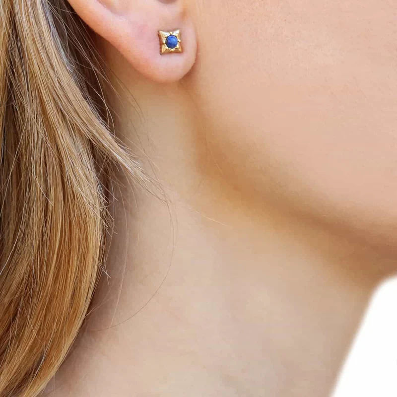 Star Shape Natural Stone Earring BLUE - CPE433AZU - Diest