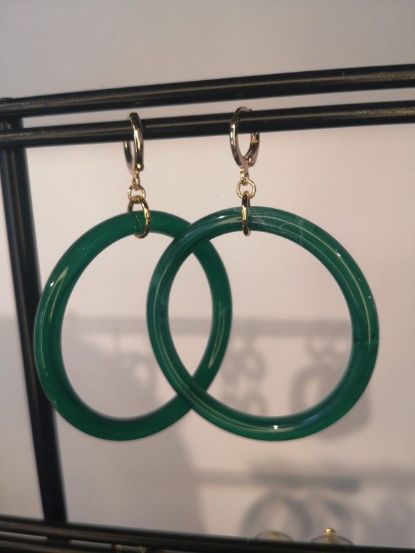 Earring Green Hoop - Diest