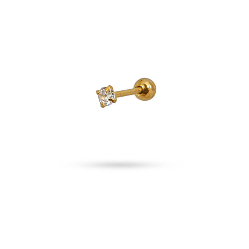 One Piece! Piercing screw closure with CZ stone on one end - color BL - 2MM - Diest