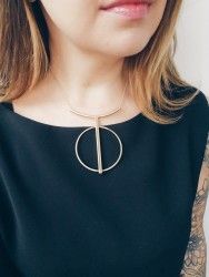 String Circle Necklace Gold  Plating 9H9004 - Diest