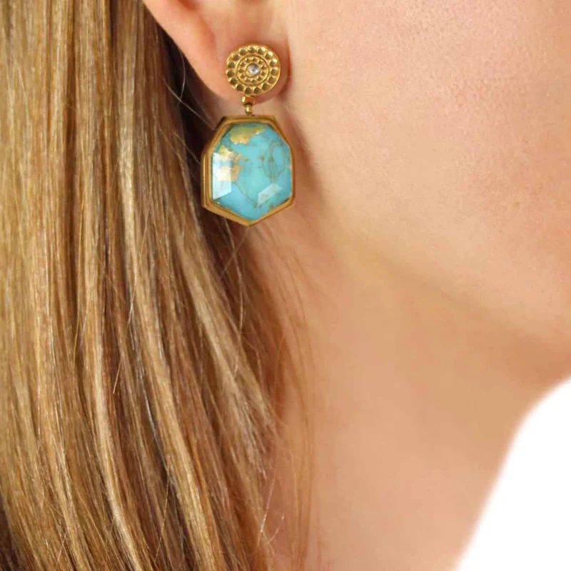 Sunflower earring  turquoise - CPE575A1 - Diest