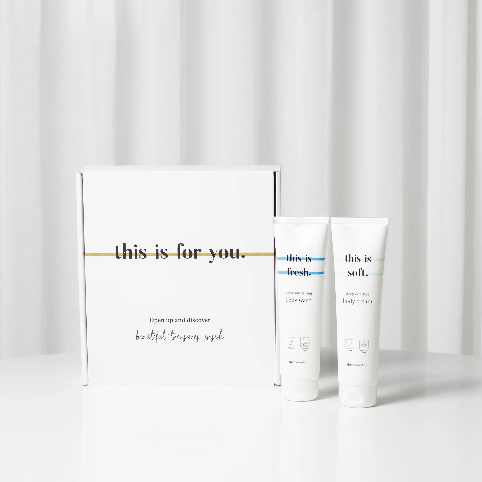 Cadeauset 1x body wash 'this is is fresh.' (150ml) en 1x body cream 'this is soft.' (150ml)