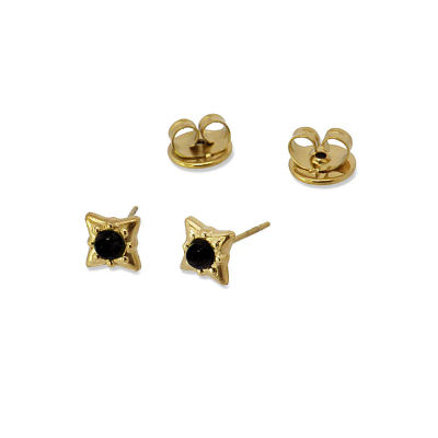 Star Shape Natural Stone Earring BLACK - CPE433N - Diest