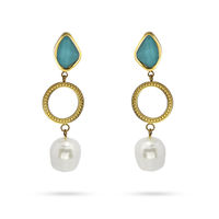 Sunflower earring pearl turquoise - CPE570A1 - Diest