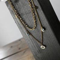  Waterproof Harmony Layered Evil Eye Blue Necklace 18K Gold Plating 9w2307012 - Diest