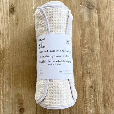 Keukenrol / wasbare doekjes - biologisch wafelkatoen/spons - 10 stuks - Malderen