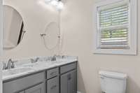 Primary bathroom with double vanity 