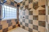 Large Tile Surround Shower with 2 shower heads