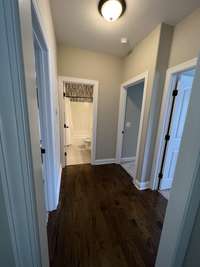 Main hallway leading to all of the bedrooms and hall bathroom.