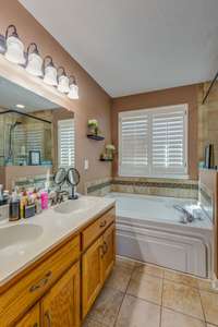 Double Vanities, Soaking Garden Tub & Tile Floors 