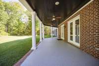 So much space located on these covered back porches with tongue and grove ceiling work! All porches were treated with a life time coating! Easy maintenance!