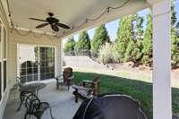 Patio lighting and ceiling fan remain also