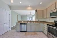 A view from the Kitchen into the Living/Dining Area 