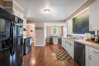Galley Style Kitchen w/ Adorable Decorative Chalkboard 