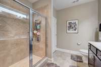 The glass door, tile walk-in shower is spacious & an absolute luxury! 1027 Waterstone Drive Lebanon, TN 37090