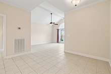 View of living room from dining area