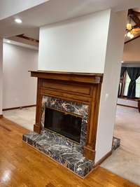 kitchen side of the fireplace 