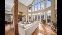 Living Room with 20' vaulted ceilings