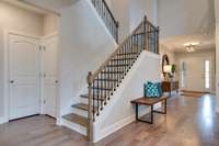 There is the option to add hardwood stairs and open railing spindles to your new home, for an additional cost.