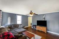 Living room with laminate wood floors