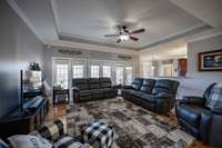 9' ceiling through out the home! Check out these Tray ceilings in the living room!