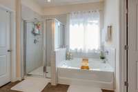 Soaking Tub w/ Separate Standing Glass/Tile Shower