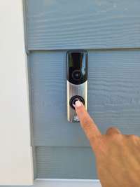 Answer the door remotely  using mobile ap and the Camera on your Skybell door bell.