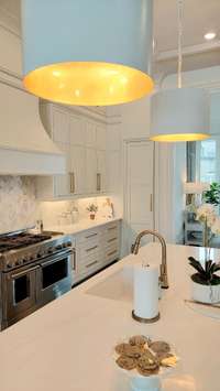 Island Pendants - by " Visual Comfort " Quartz Countertops