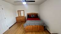 Master bedroom with new ceiling fan