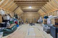 This walk in attic off the bonus room either keep it as storage, or build out a media room.  It is designed where it could be finished later to add additional square footage.  