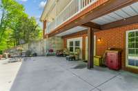 Patio at basement level.