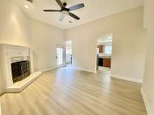 Living room offers tall ceilings