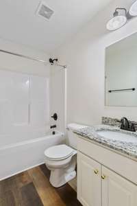 The 2nd bathroom is located directly between the 2nd and 3rd bedrooms