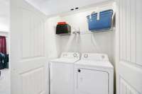 Laundry closet located upstairs.