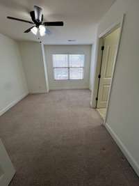 Bedroom with attached full bathroom.