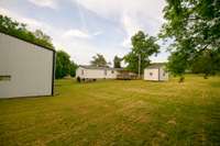 Yard behind garage