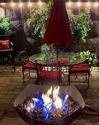 Enjoy the coming days warming up to the copper, gas fire pit.  Maybe you and your friends can gather and solve the world's problems. Don't delay; there are memories to be made.