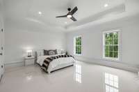 One of 2 basement bedrooms with access to the back deck.