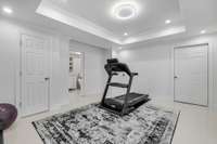 Basement bedroom - currently used as exercise room - with full en-suite and private entrance.