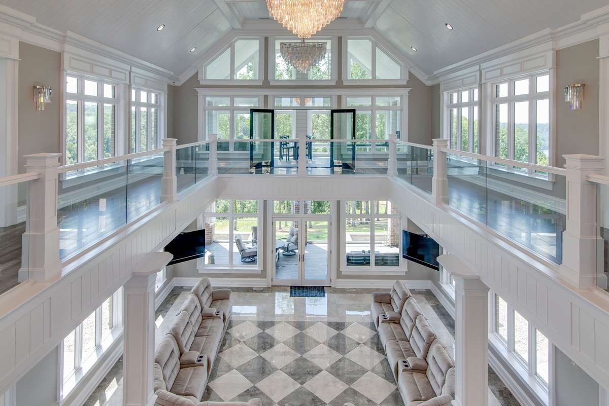 The second level halo balcony overlooks the marble-filled grand hall.